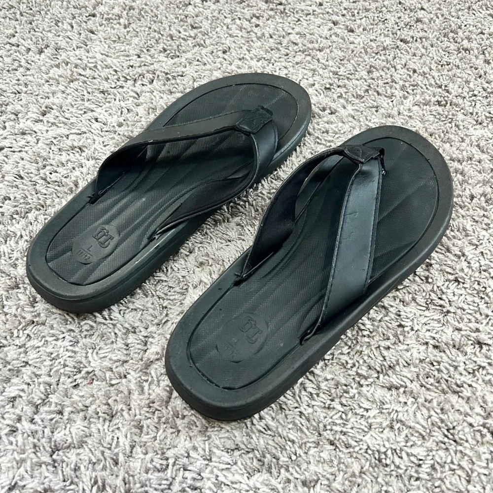 Men's Black Flip‎ Flops Sandals Thong Slip On Size L 11 12 Casual Beach